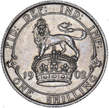 1902 Shilling - Edward VII British Silver Coin - Very Nice