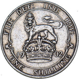 1902 Shilling - Edward VII British Silver Coin - Nice