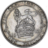 1902 Shilling - Edward VII British Silver Coin - Nice
