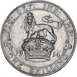 1914 Shilling - George V British Silver Coin - Nice