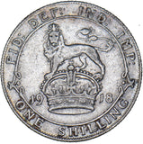 1918 Shilling - George V British Silver Coin - Nice