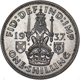 1937 Scottish Shilling - George VI British Silver Coin - Superb