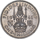 1941 Scottish Shilling - George VI British Silver Coin - Superb