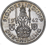 1942 Scottish Shilling - George VI British Silver Coin - Superb