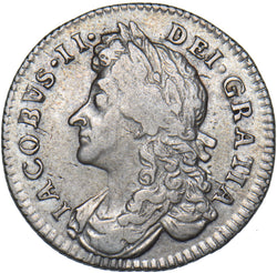 1687 Sixpence - James II British Silver Coin - Nice