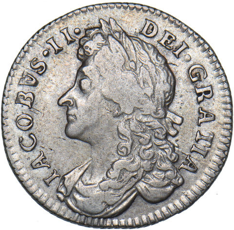 1687 Sixpence - James II British Silver Coin - Nice