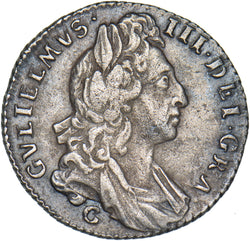 1697 C Sixpence (Chester Mint) - William III British Silver Coin - Nice