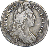 1696 y Sixpence (York Mint) - William III British Silver Coin - Nice