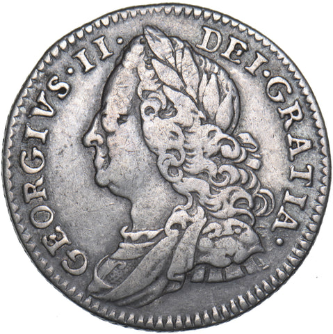 1750 Sixpence - George II British Silver Coin - Nice