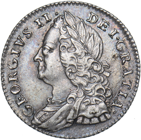 1757 Sixpence - George II British Silver Coin - Very Nice