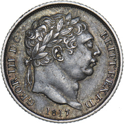 1817 Sixpence - George III British Silver Coin - Nice