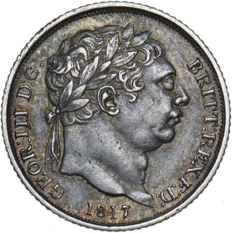 1817 Sixpence - George III British Silver Coin - Nice