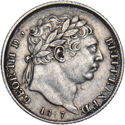 1817 Sixpence - George III British Silver Coin - Nice