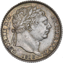 1818 Sixpence - George III British Silver Coin - Very Nice