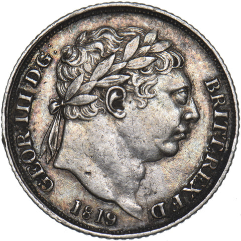 1819 Sixpence - George III British Silver Coin - Nice