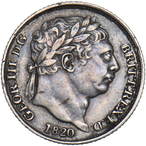 1820 Sixpence - George III British Silver Coin - Nice