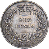 1834 Sixpence - William IV British Silver Coin - Nice