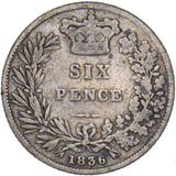 1836 Sixpence - William IV British Silver Coin