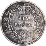 1837 Sixpence - William IV British Silver Coin