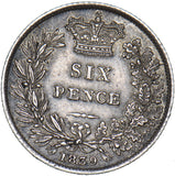 1839 Sixpence - Victoria British Silver Coin - Very Nice
