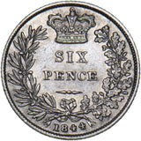 1844 Sixpence - Victoria British Silver Coin - Nice