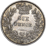 1846 Sixpence - Victoria British Silver Coin - Very Nice