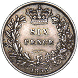 1856 Sixpence - Victoria British Silver Coin - Very Nice