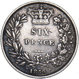 1856 Sixpence - Victoria British Silver Coin - Nice