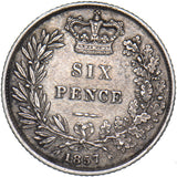1857 Sixpence - Victoria British Silver Coin - Nice