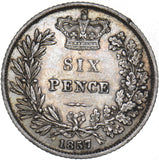 1857 Sixpence - Victoria British Silver Coin - Nice