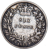 1859 Sixpence - Victoria British Silver Coin