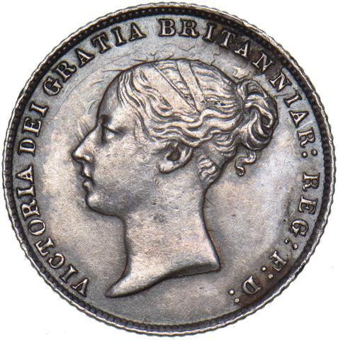 1866 Sixpence (Die no. 55) - Victoria British Silver Coin - Very Nice