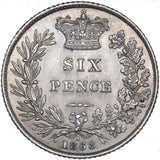 1868 Sixpence (Die no. 1) - Victoria British Silver Coin - Very Nice