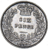 1872 Sixpence (Die no. 37) - Victoria British Silver Coin - Very Nice