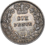 1877 Sixpence (Die no. 27) - Victoria British Silver Coin - Nice