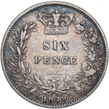 1879 Sixpence - Victoria British Silver Coin - Nice