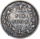 1880 Sixpence - Victoria British Silver Coin