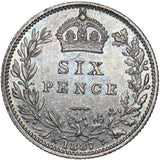 1887 Sixpence - Victoria British Silver Coin - Very Nice