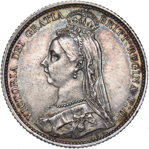 1887 Sixpence - Victoria British Silver Coin - Very Nice