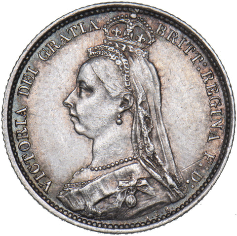 1887 Sixpence (R Over B?) - Victoria British Silver Coin - Very Nice
