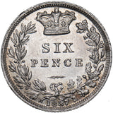 1887 Sixpence (Young Head) - Victoria British Silver Coin - Superb