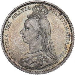 1887 Sixpence - Victoria British Silver Coin - Superb