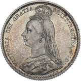 1887 Sixpence - Victoria British Silver Coin - Superb