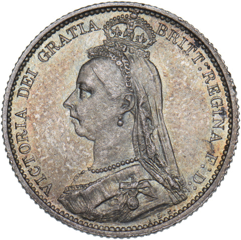 1887 Sixpence - Victoria British Silver Coin - Superb