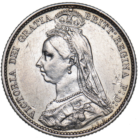 1887 Sixpence (R Over B?) - Victoria British Silver Coin
