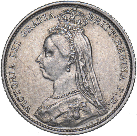 1887 Sixpence - Victoria British Silver Coin - Nice