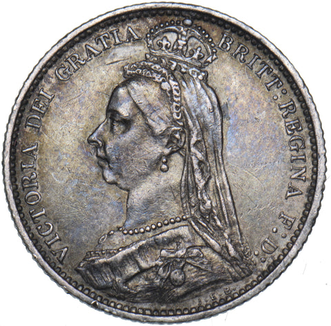 1887 Sixpence - Victoria British Silver Coin - Nice