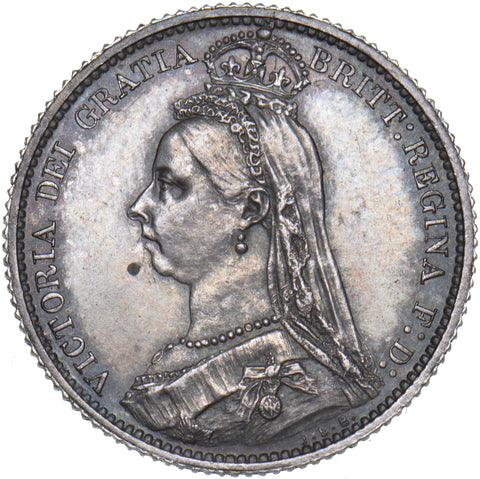 1887 Sixpence - Victoria British Silver Coin - Very Nice