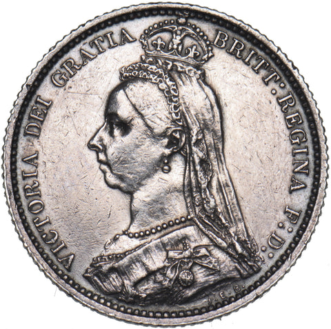 1887 Sixpence (R Over I) - Victoria British Silver Coin