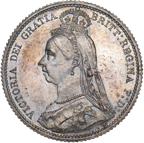1887 Sixpence - Victoria British Silver Coin - Superb